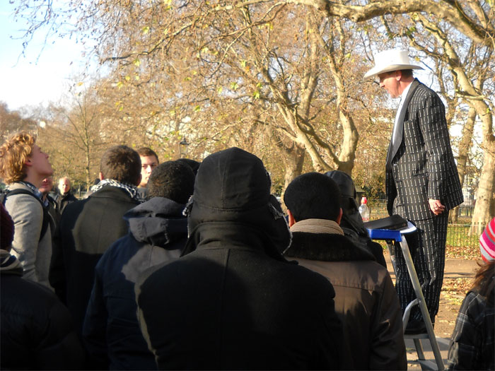 Speakers Corner en Londres 2021 en el gran Hyde Park